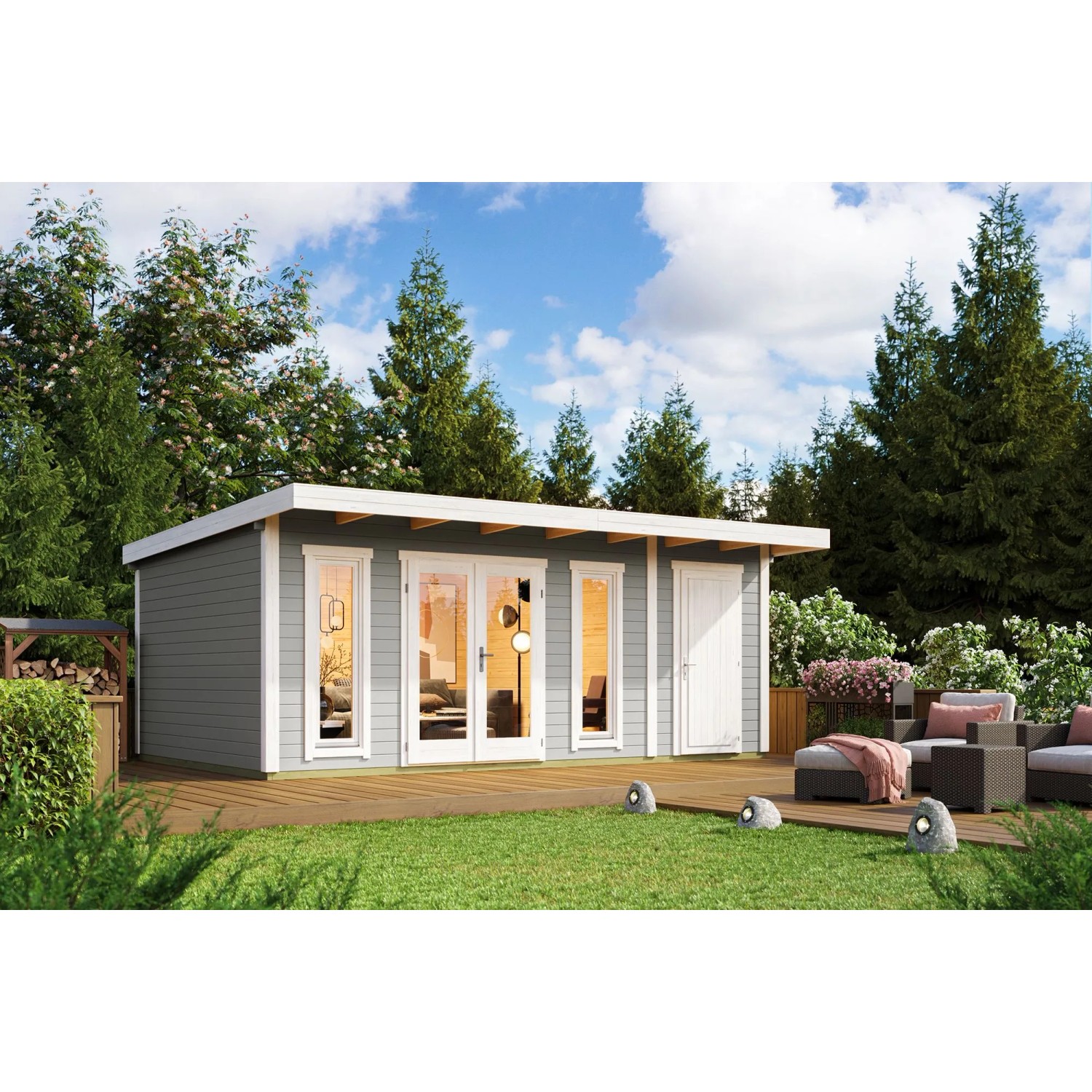 Lasita Gartenhaus Sicily 2 Lichtgrau 575 cm x 350 cm