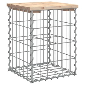 DELUKE Gartenbank Gabionen BIKS Aus Stahl 33x31x42cm Kiefernholz Natur Gabionenbank Gabionengitter Ziergabione