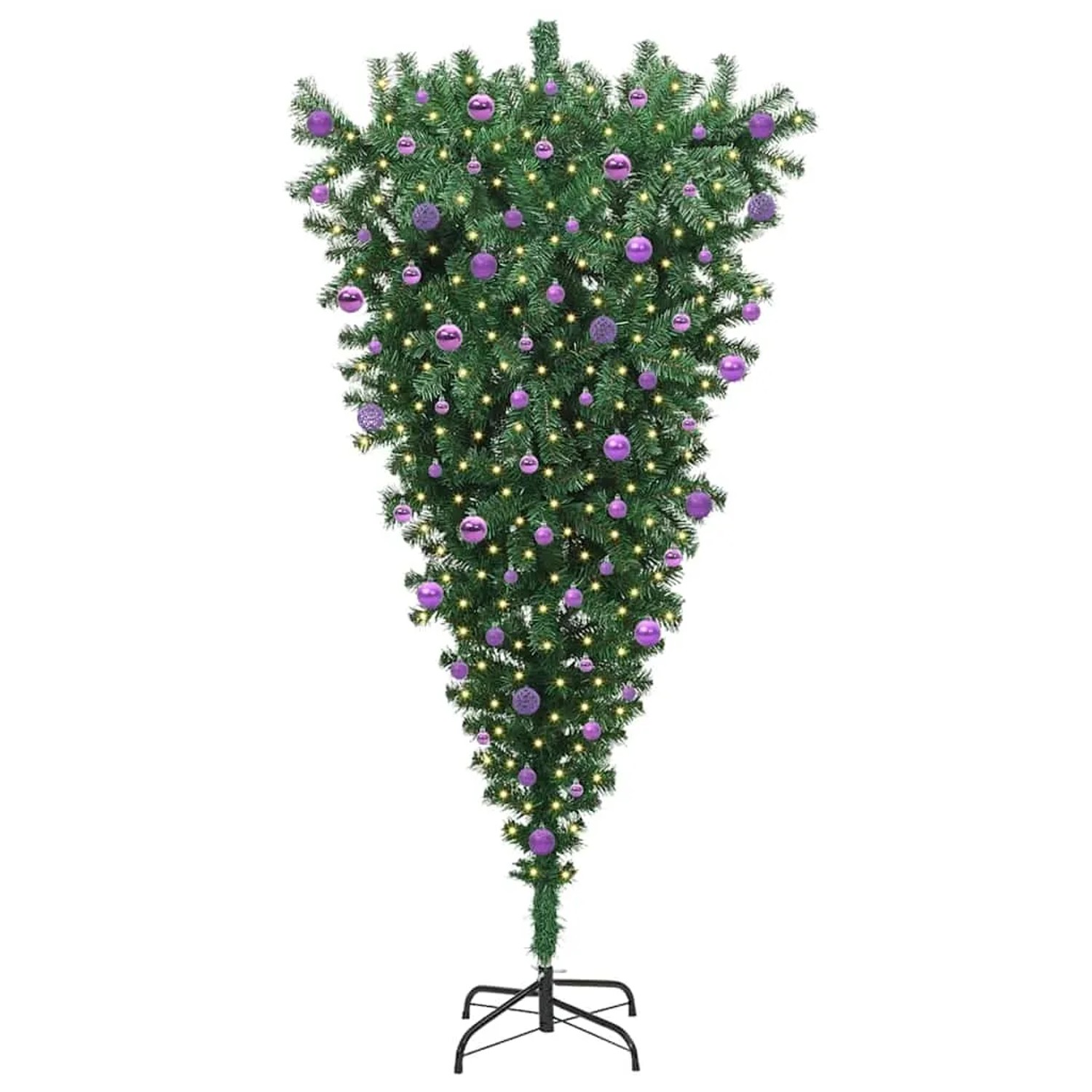 vidaXL Umgedrehter Kunst Weihnachtsbaum mit Kugelset Grün 210 cm PVC 3396879