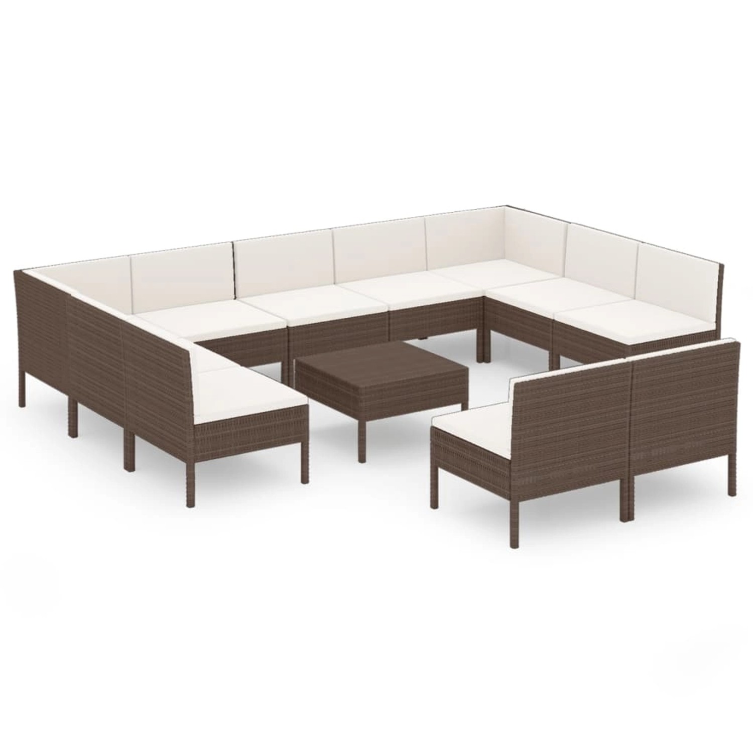 vidaXL 12-tlg Garten-Lounge-Set mit Auflagen Poly Rattan Braun Modell 10