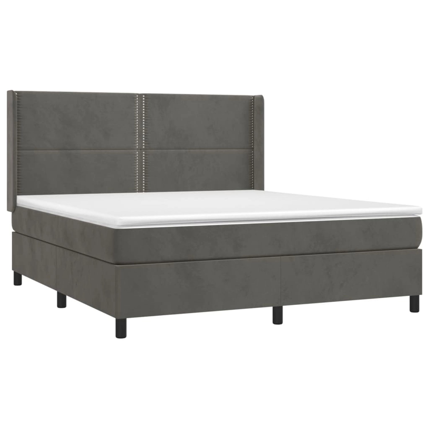 vidaXL Boxspringbett mit Matratze & LED Dunkelgrau 160x200 cm Samt 3139512 günstig online kaufen