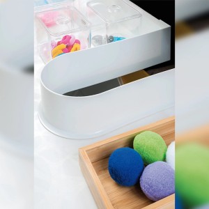 Emuca 10er-Set Siphonblende für Badezimmerschubladen Gebogen aus Kunststoff Weiß