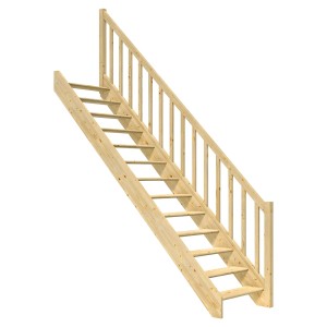 Dolle Raumspartreppe Paris, gerade Fichtentreppe mit Rechteckstabgeländer aus FSC®-Holz.