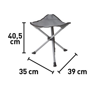 Faltbarer Campinghocker Palmelo in Hellgrau mit Stahlgestell und Polyester-Sitzfläche.