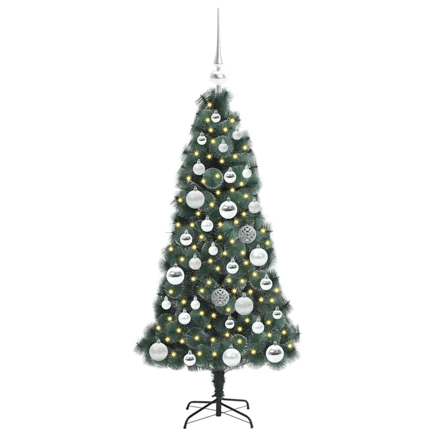 vidaXL Künstlicher Vorbeleuchteter Weihnachtsbaum mit Kugelset 120 cm 3396146