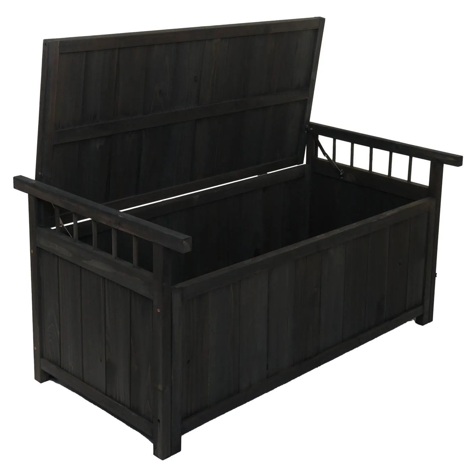 Proregal Aufbewahrungstruhe HxBxT 53x108x60cm Tanne Holz Anthrazit Gartentruhe Auflagenbox Truhe_6