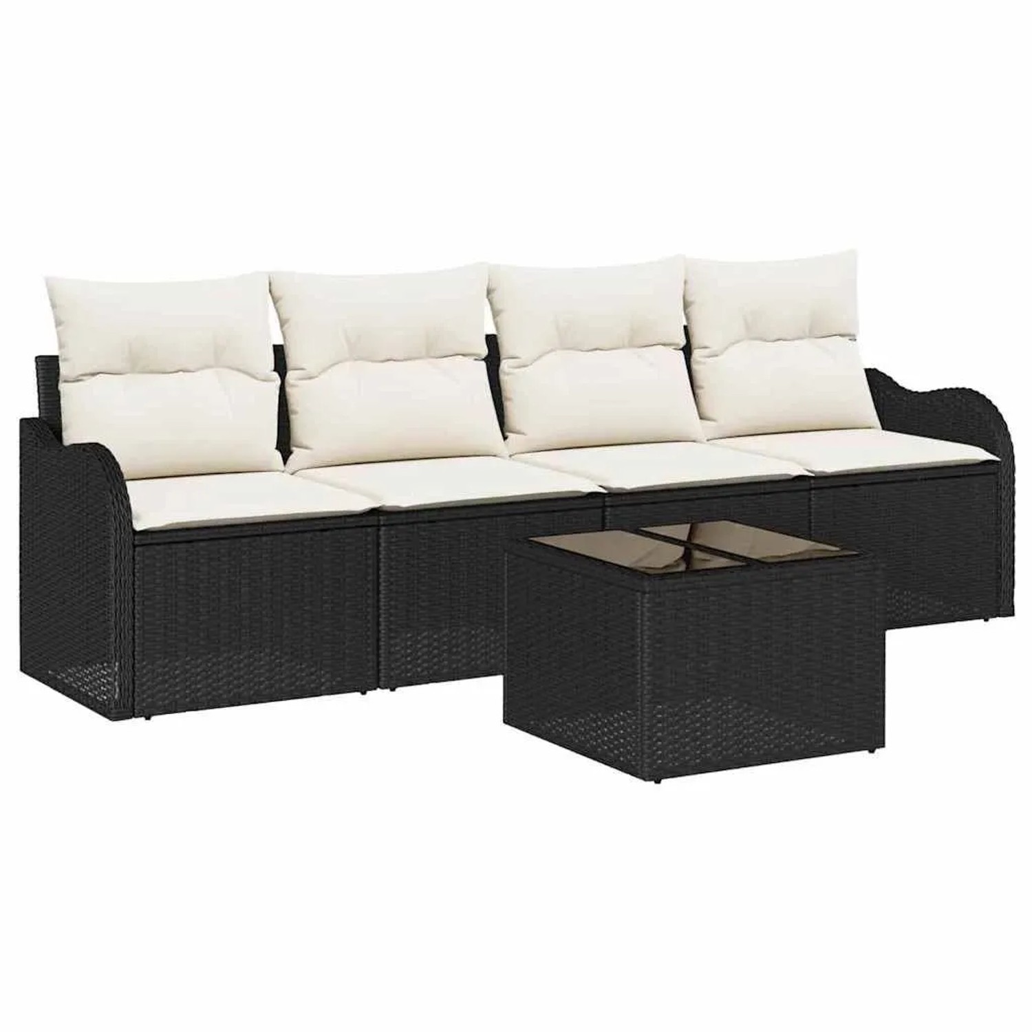 vidaXL Gartensofa-set mit Speicher 5-Tlg Schwarz und Creme Poly-Rattan 3354 günstig online kaufen