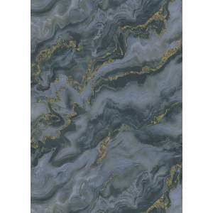 Erismann Vliestapete Elle Decoration 4 Mystic Spell Blau mit Marmor- und Glitzereffekten.