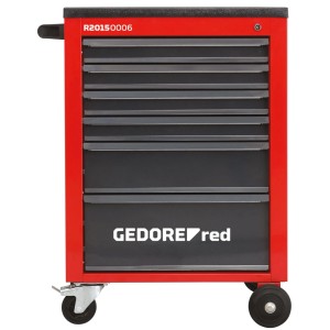 Roter Gedore Werkstattwagen Mechanic mit 6 Schubladen und Rollen.
