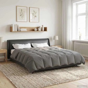 vidaXL Sommerdecke Gepolstert Hellgrau 200 x 220 cm Mikrofaser 42025925