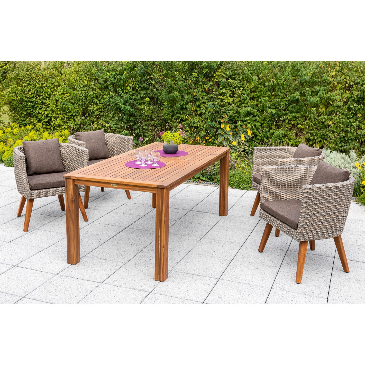 Thumbnail - Merxx Imperia Set 5-tlg. 4 Sessel Gartentisch 185 x 90 cm