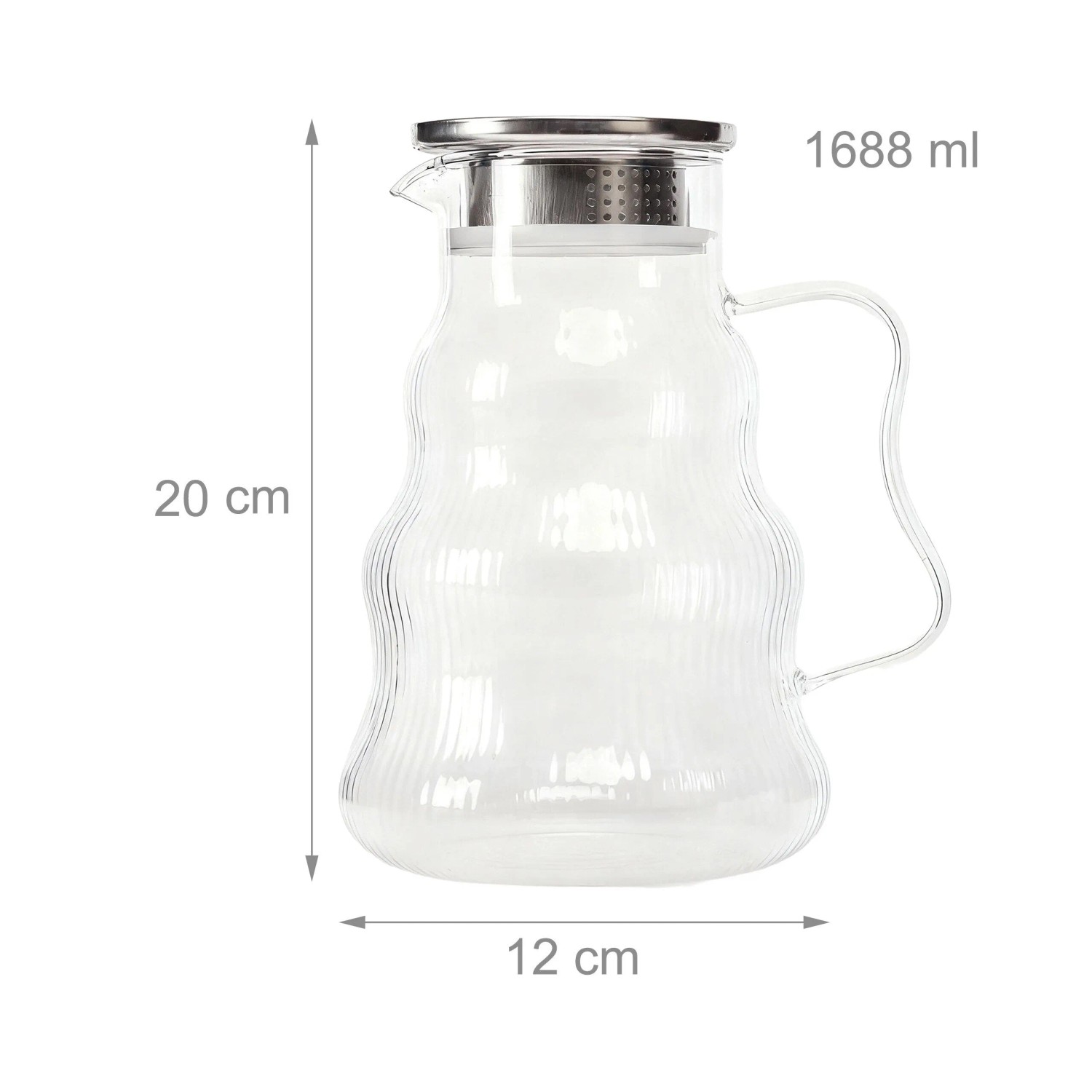 Relaxdays Glaskaraffe Borosilikatglas Transparent mit Deckel und Henkel 20 x 12 x 17 cm 1,7 l_4