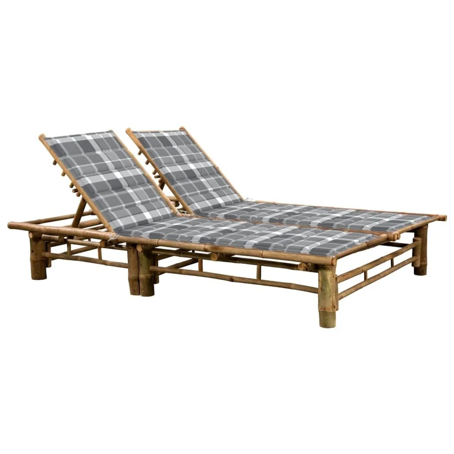 Furnicato Sonnenliege 2 Personen Bambus 200 X 130 X 24 87 Cm Mit Kissen