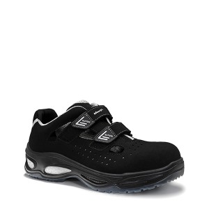 Schwarze Elten Sicherheitssandale Ethan Easy ESD S1, Größe 45, mit Klettverschluss.