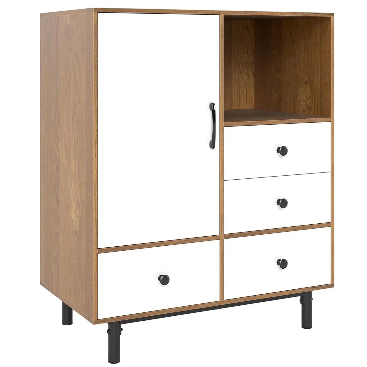 Costway Freistehender Kommode Seitenschrank Weiß 80 x 45.5 x 97.5 cm