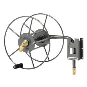 Haemmerlin Wandschlauchhalter für Gartenschläuche bis 50m, Stahlgestell, schwarz lackiert.