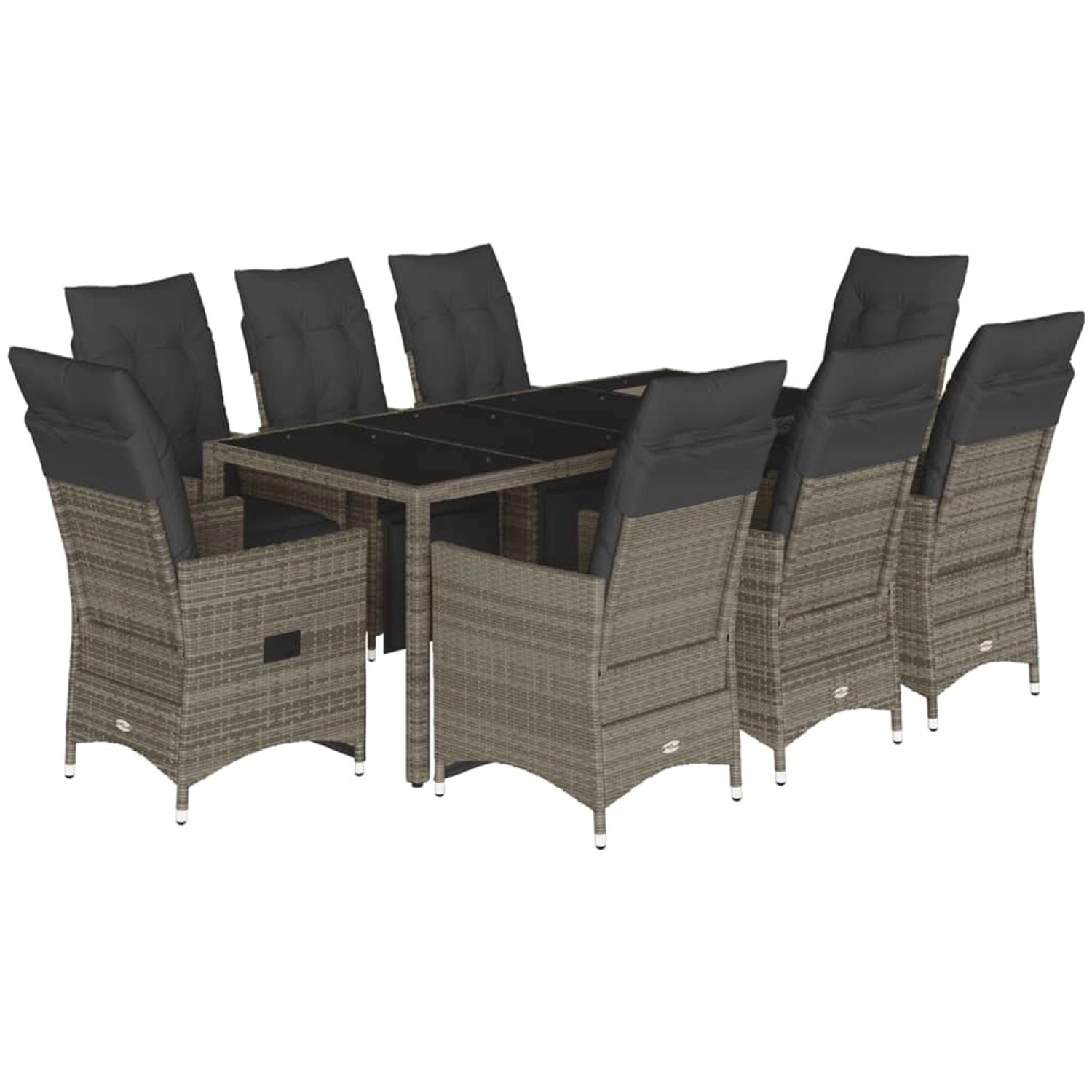 Thumbnail - vidaXL 9-tlg Garten-Bistro-Set mit Kissen Grau Poly Rattan Modell 5