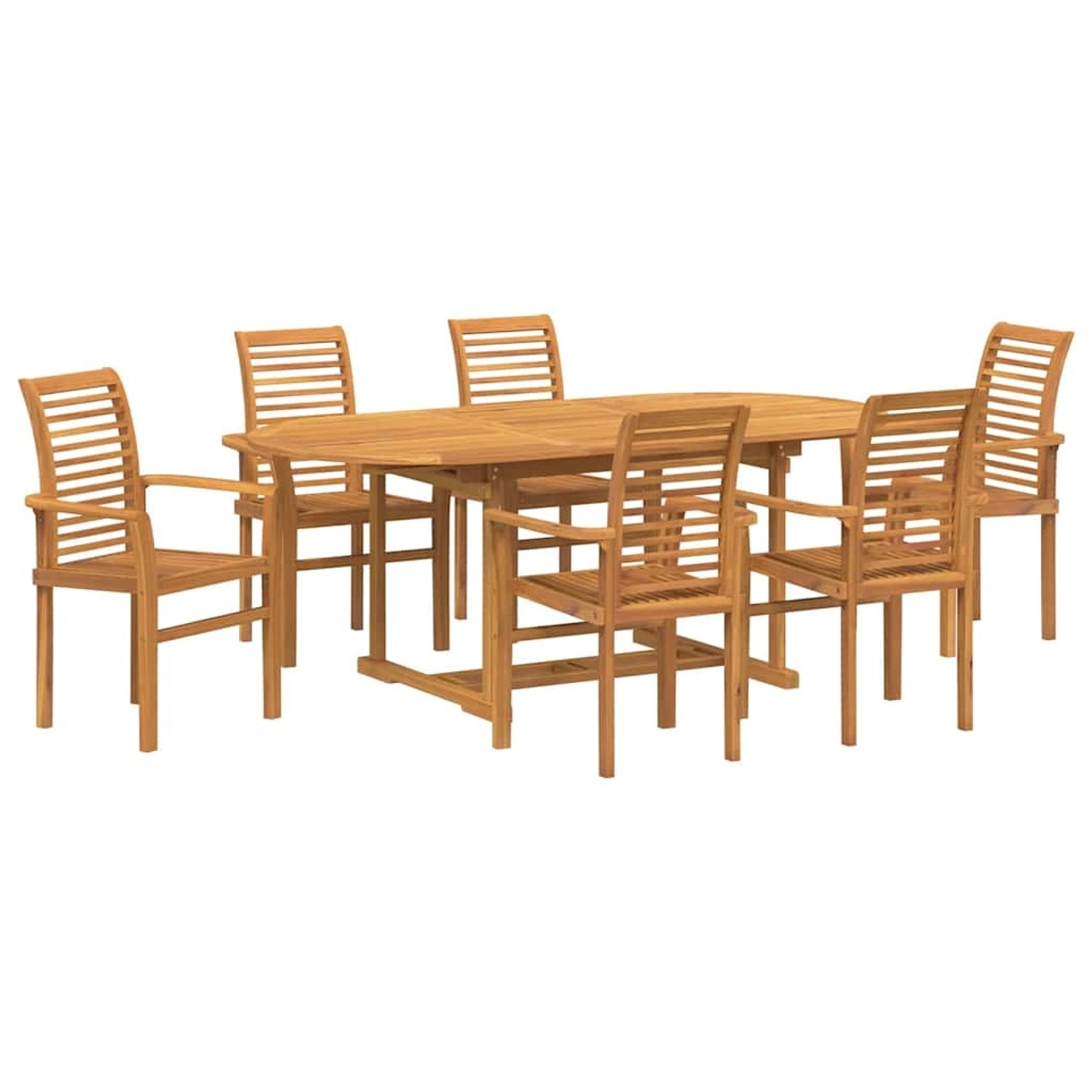 vidaXL Garten Essgruppe 7-Tlg Braun 200 x 100 x 75 cm Massivholz Teak 33839 günstig online kaufen