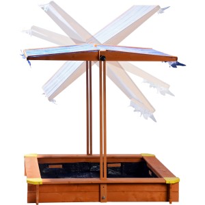 Dobar Sandkasten mit Dach, höhenverstellbar und neigbar, aus FSC®-zertifiziertem Holz.