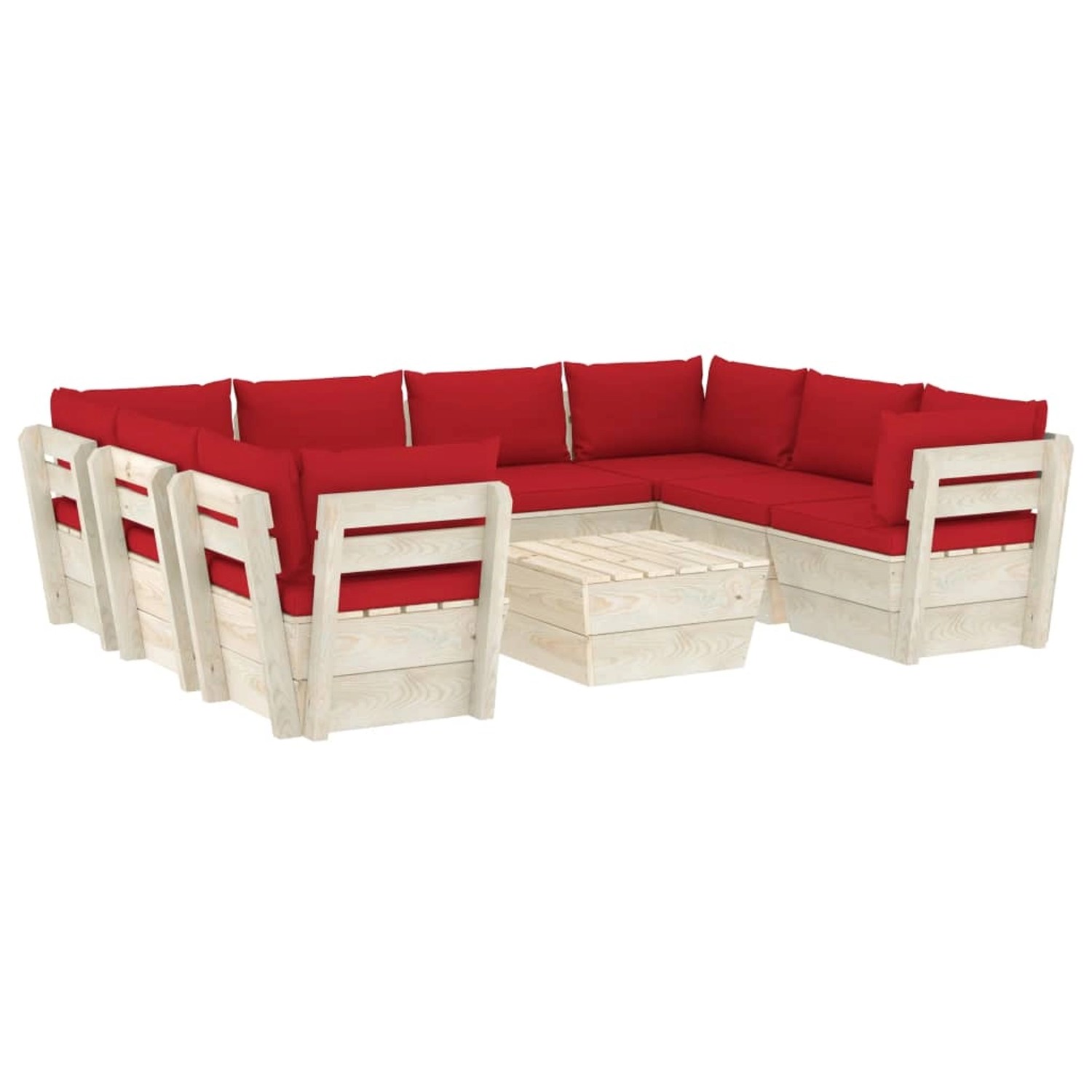 vidaXL 9-tlg Garten-Sofagarnitur aus Paletten mit Kissen Fichtenholz Modell 7