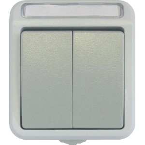 ASS AP/FR Serienschalter IP54 für Feuchträume, Aufputz, grau.