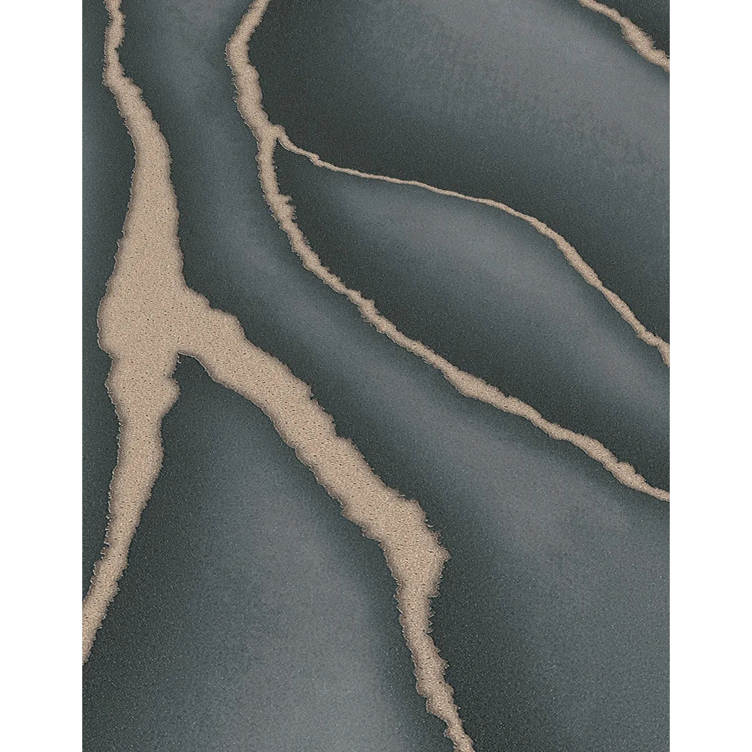 Erismann Vliestapete Elle 3 Flow Schwarz mit abstraktem, beigem Muster auf dunklem Grund.