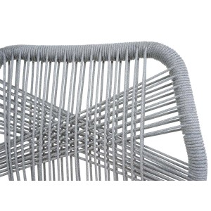 Proregal 2er-Set Rope-Barhocker HxBxT 101x45x52 cm Sitzhöhe 76cm Hellgrau Kissen Hellgrau Outdoor Sitzpolster Seilgeflecht Metall