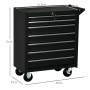 Schwarzer DURHAND Werkzeugschrank aus Stahl mit 7 Schubladen, Rollen und Griff, 69x33x75 cm.