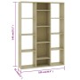 vidaXL Raumteiler/Bücherregal Sonoma-Eiche, 13 Fächer, 100x24x140 cm, Holzwerkstoff.