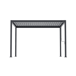 Anthrazitfarbene MWH Pergola O+90 Series 3x3.6m mit verstellbarem Lamellendach für Garten & Terrasse.