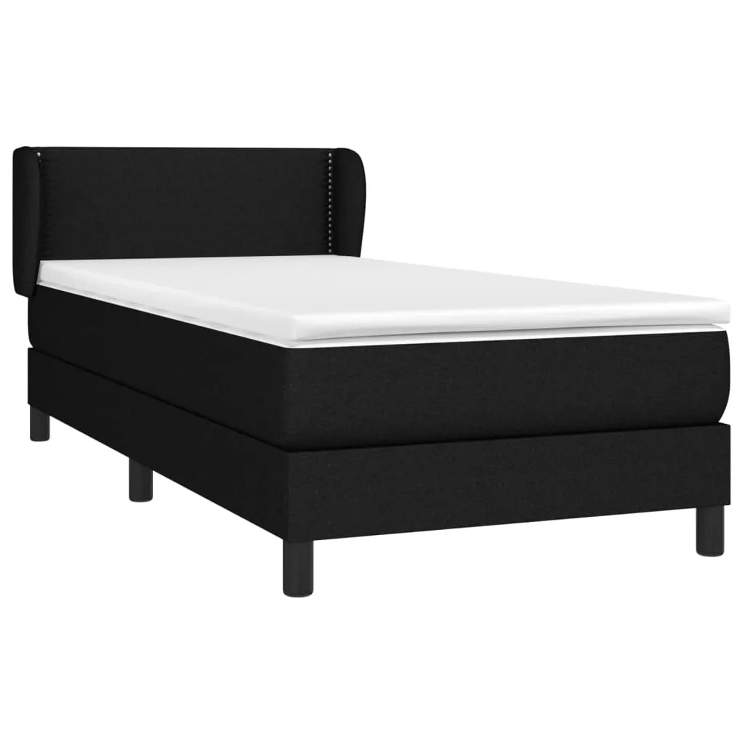 Schwarzes vidaXL Boxspringbett 100x200 cm mit Matratze und Kopfteil.