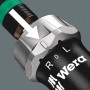 Detailaufnahme des Wera Kraftform Kompakt 60 RA Ratschenschraubendrehers mit Funktionsanzeige.