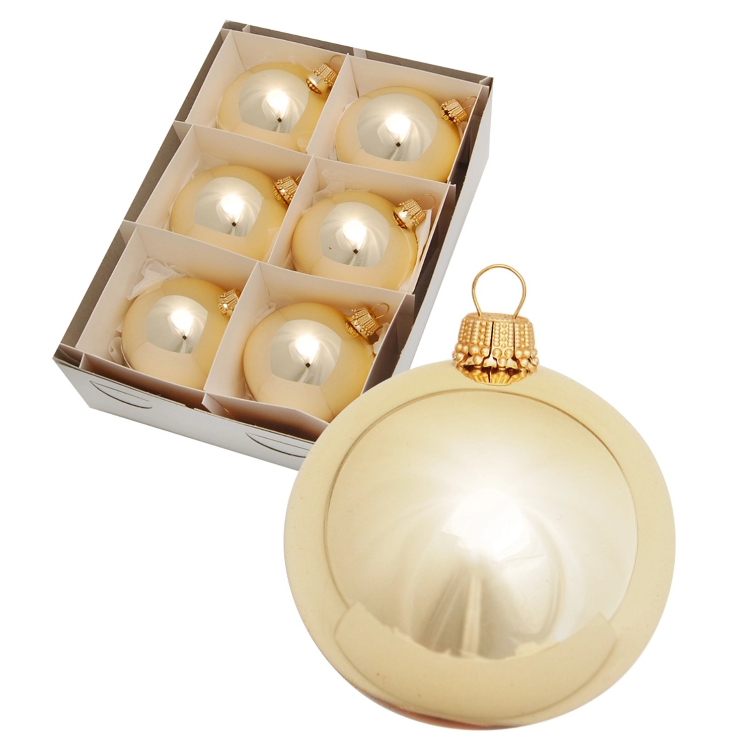 Krebs Glas Lauscha Weihnachtskugeln Uni-Design Aurora Goldfarbig 6cm