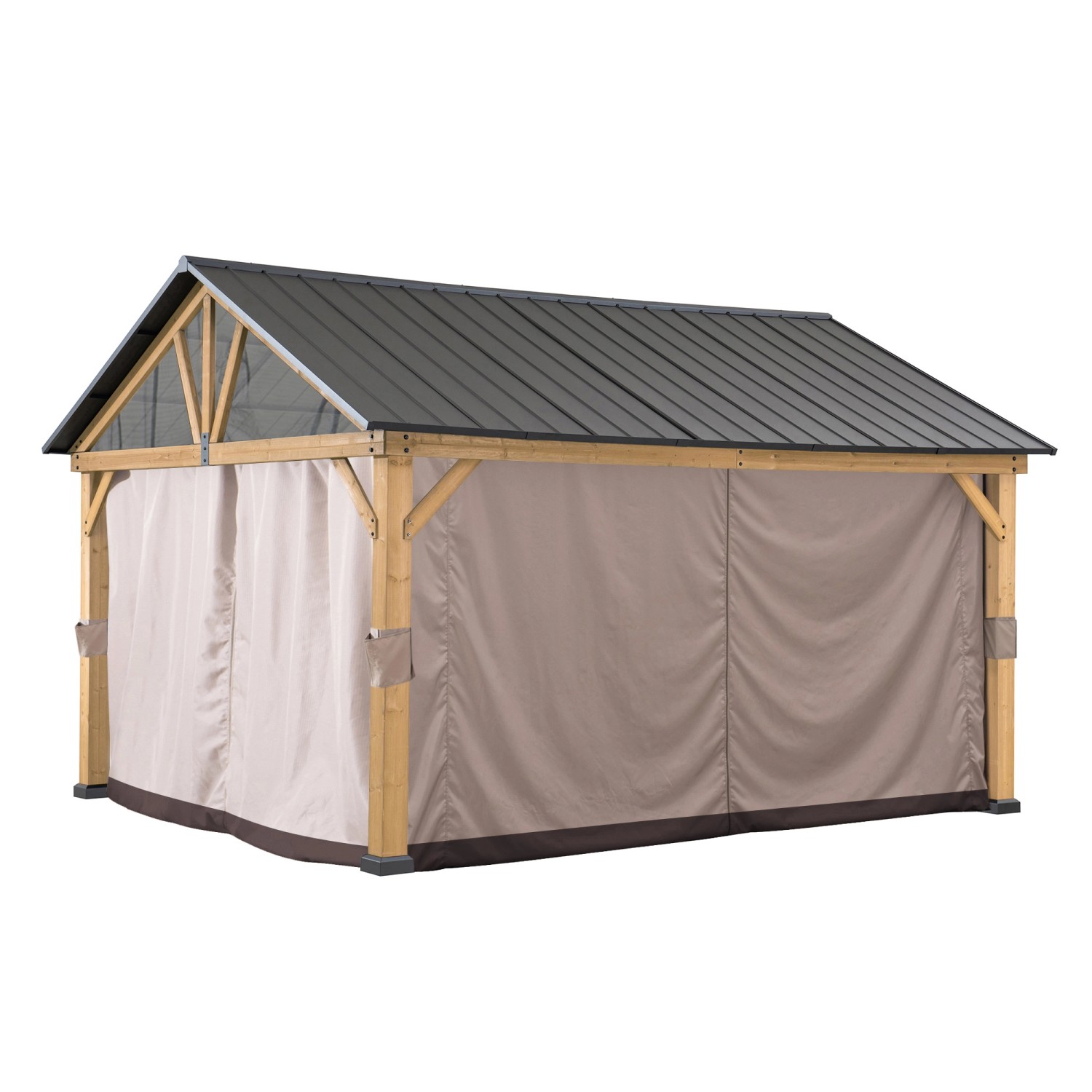 Sunjoy Zedernholz Gazebo Vorhang 335 cm x 399 cm Khaki günstig online kaufen