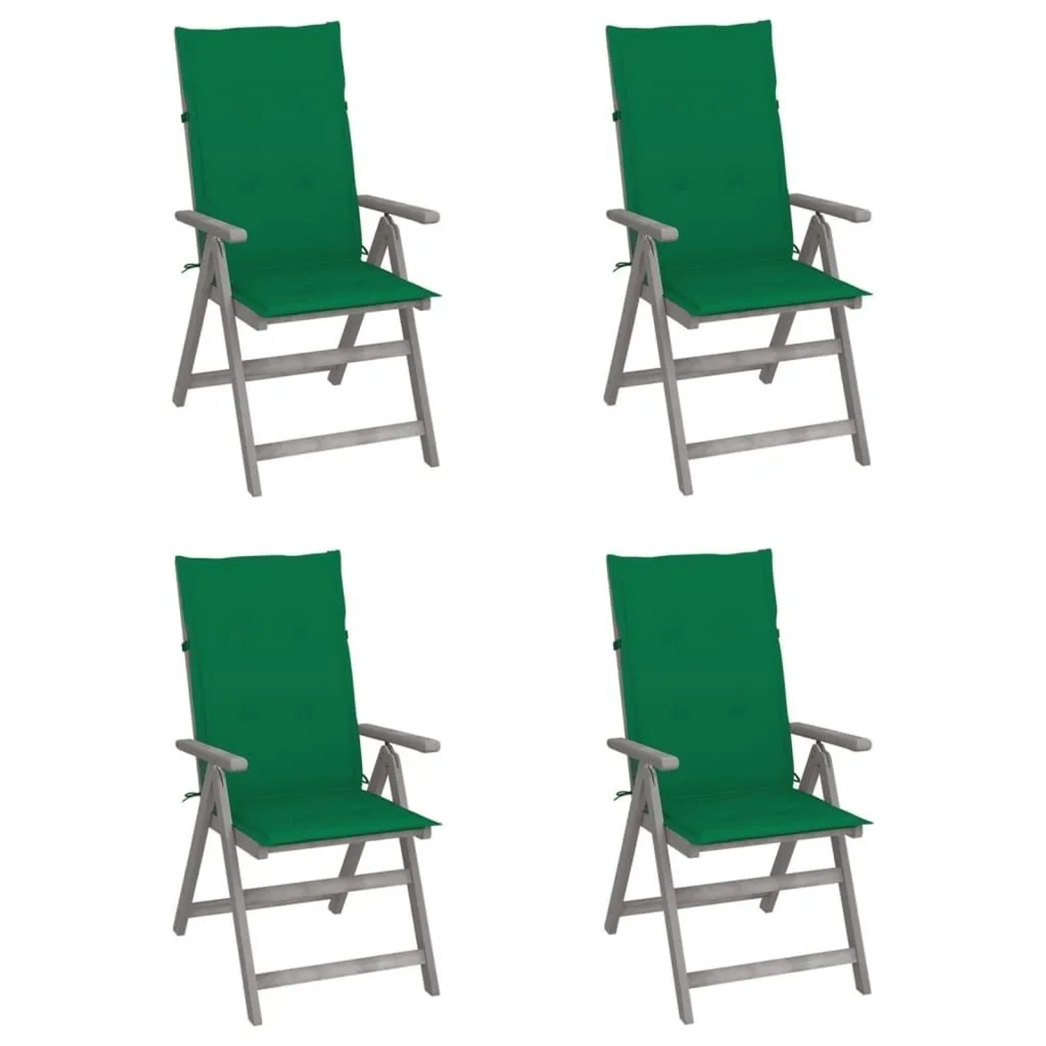 vidaXL Hochlehner Verstellbar 4 Stk mit Auflagen Massivholz Akazie 3065382
