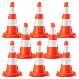 Wiltec Verkehrskegel 50Cm 8St. Leitkegel Straßen Pylon Warnhütchen Warnkegel Pvc