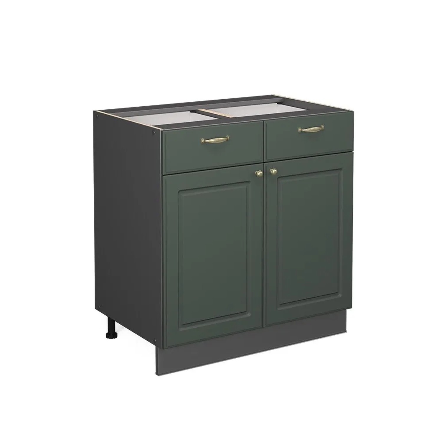 Vicco Küchenunterschrank Fame-Line Grün-Gold Landhaus Anthrazit 80 cm ohne Arbeitsplatte