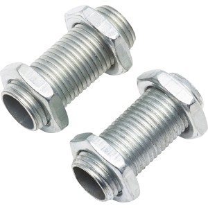 Zwei Gewinderöhrchen M10x1 aus Metall für Kabelverschraubungen, inklusive Muttern.