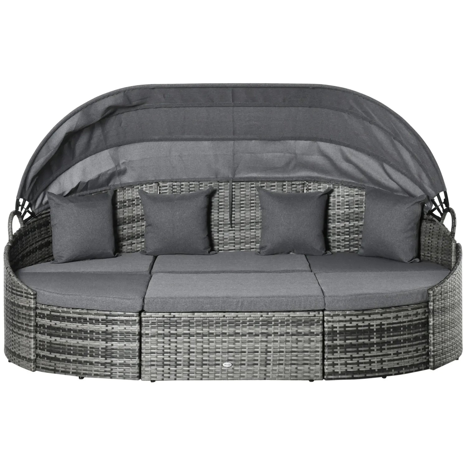 Outsunny Gartenliege Metall PE-Rattan Polyester Grey 230B x 145T x 80H cm