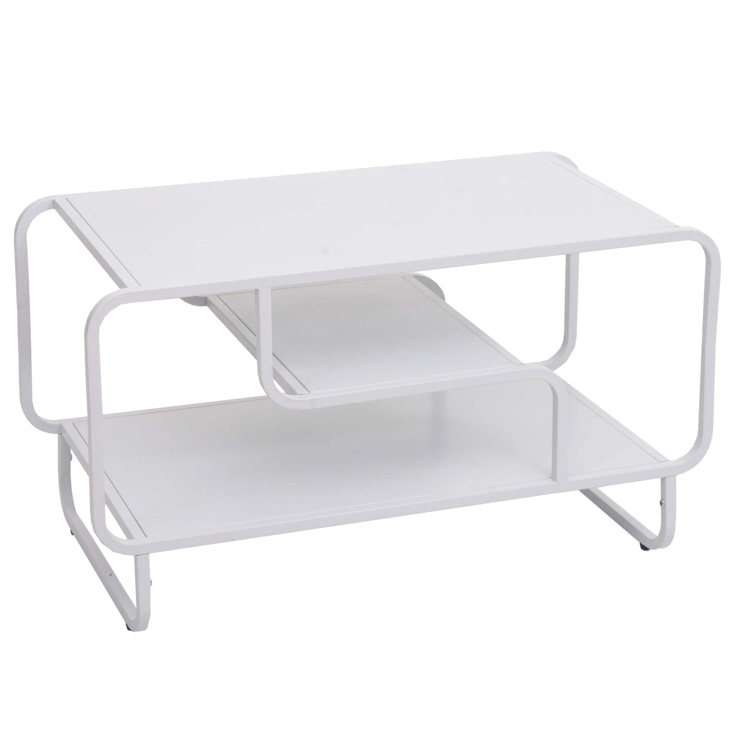 MCW Couchtisch O49 Industrial 3 Ablagen Metall 45x80x40cm Weiß