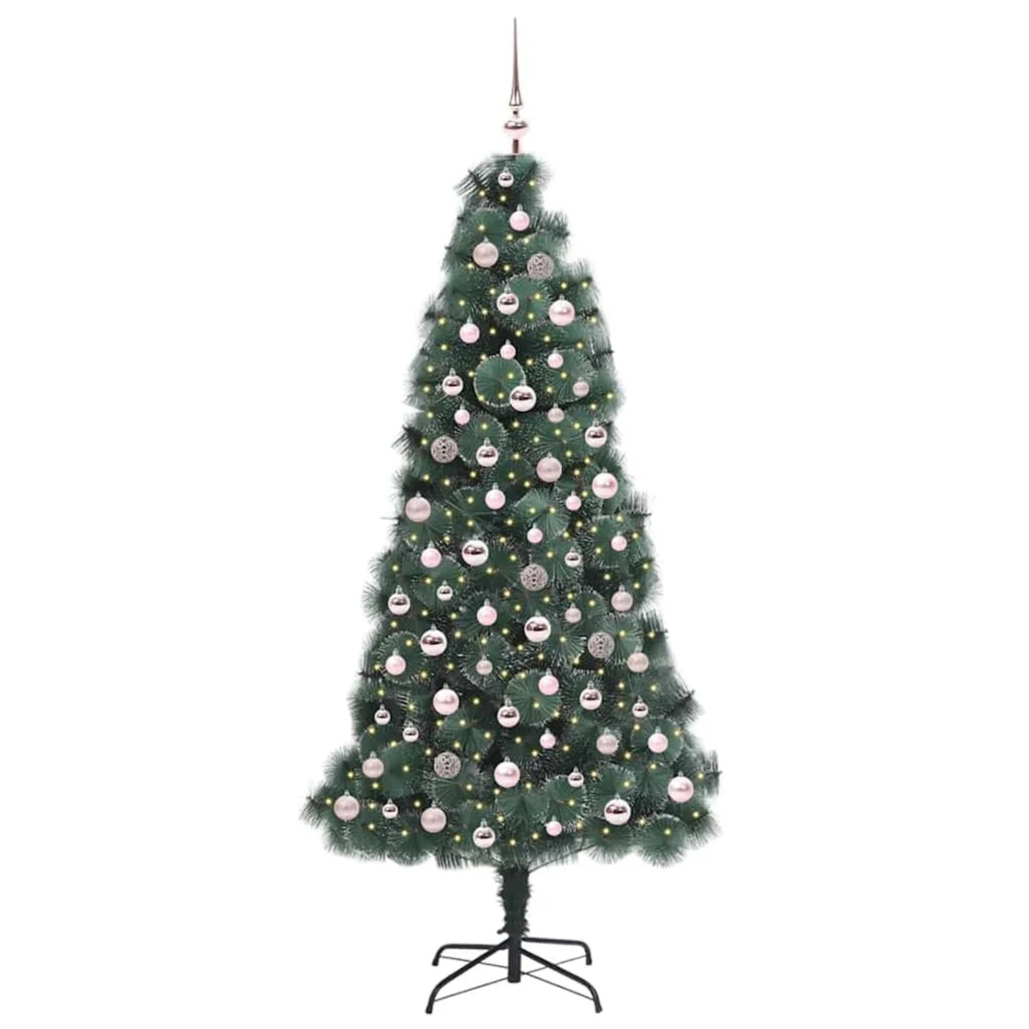 vidaXL Künstlicher Vorbeleuchteter Weihnachtsbaum mit Kugelset 210 cm 3396180