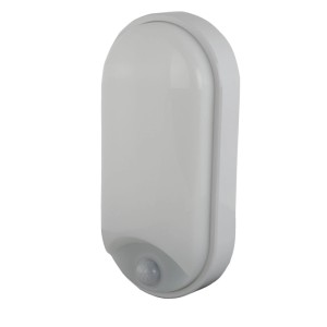 Weiße REV LED-Ovalleuchte mit Bewegungsmelder. Ideal als Feuchtraum-, Wand- oder Deckenleuchte für innen & außen.