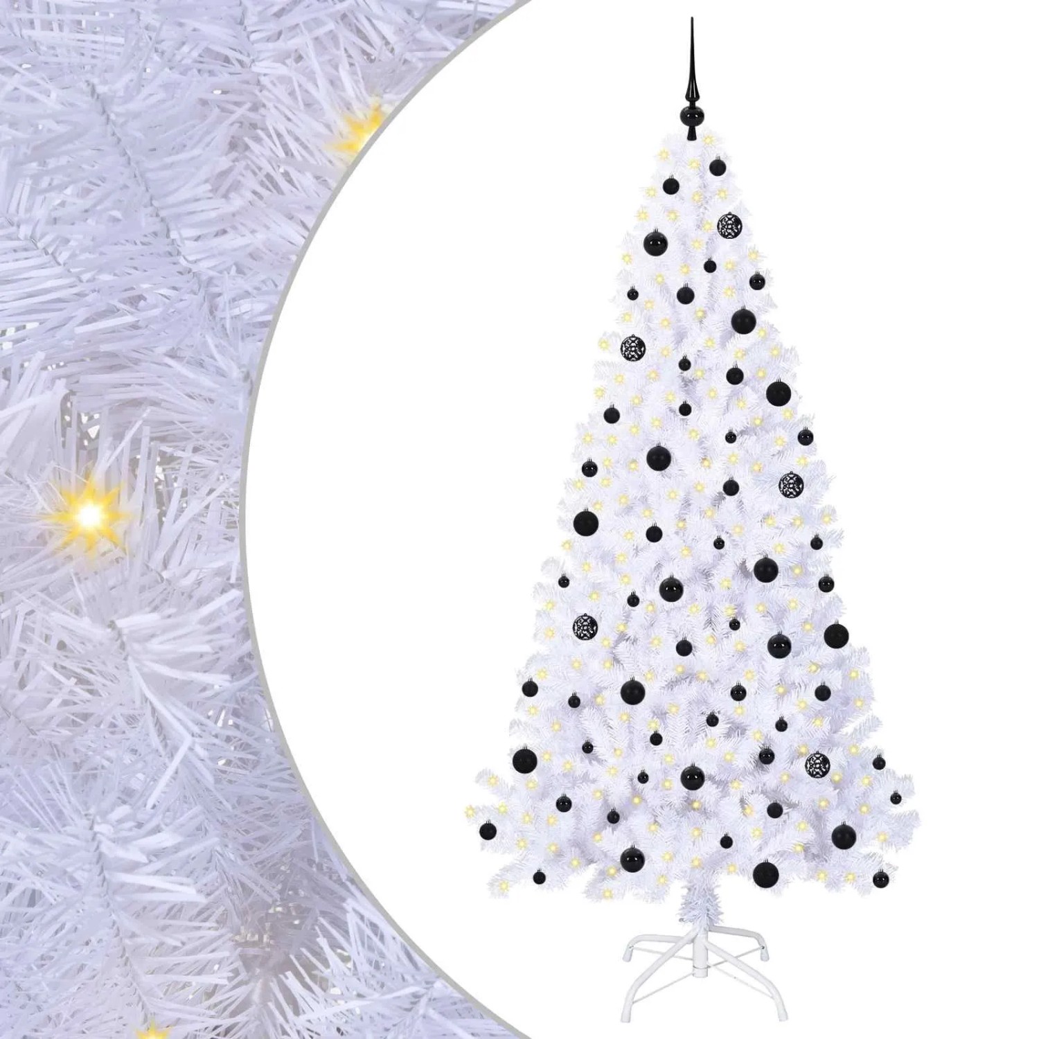 vidaXL Künstlicher Weihnachtsbaum Weiß 210 cm PVC und Stahl 3426777