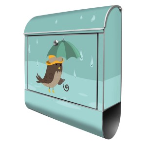 Banjado Design Briefkasten Silber Pulverbeschichtet 39x47x14cm 2 Schlüssel Mit Zeitungsfach Motiv Rainbird