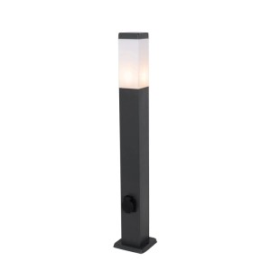 Dunkelgraue QAZQA Außenleuchte Malios, 80 cm hoch, mit E27 Fassung und IP44 Schutz.