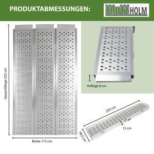 DREIBREIT TRUTZHOLM Auffahrrampe, 255cm, klappbar, aus Aluminium, für Autoanhänger.