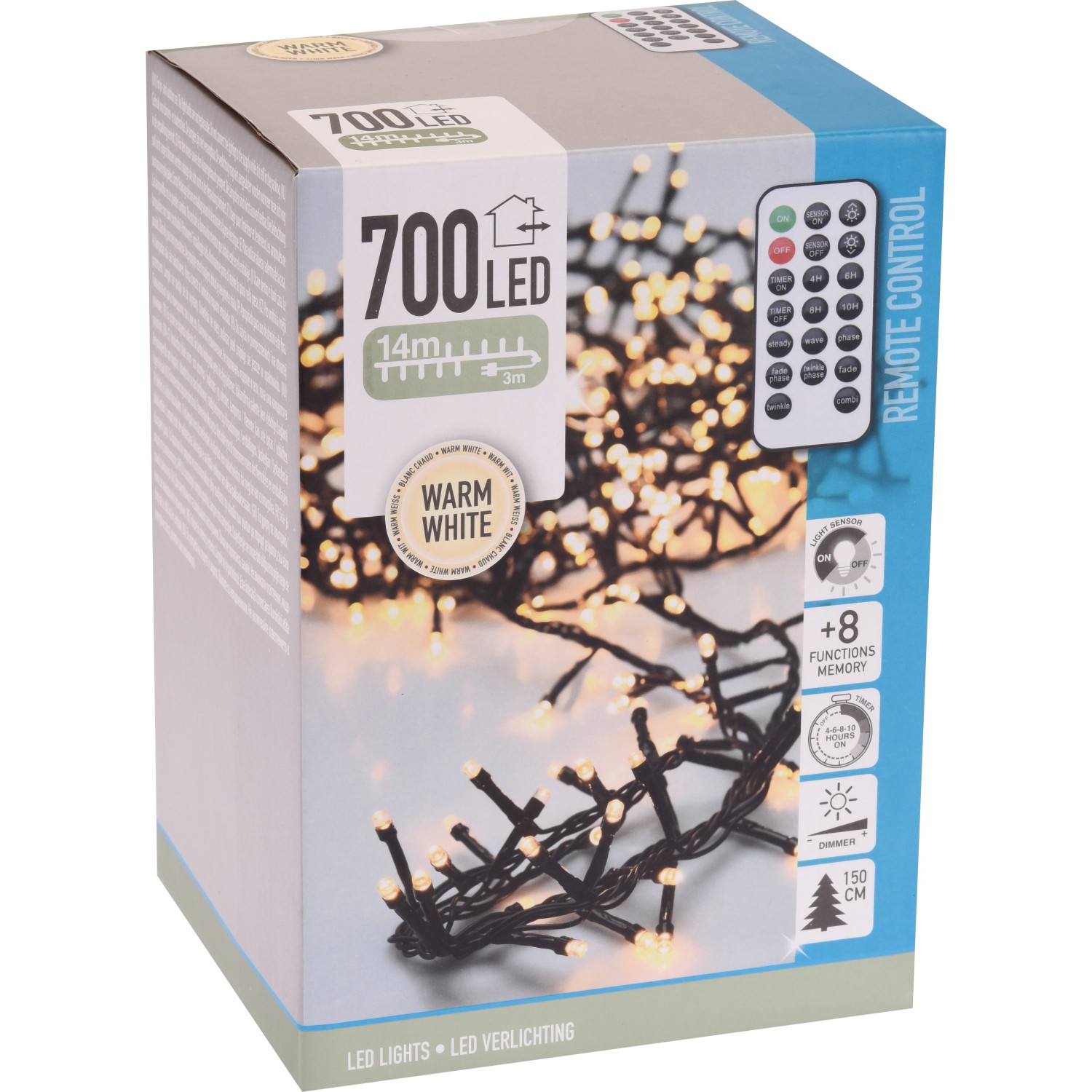 Micro LED Lichterkette Cluster 700 warmweiße LEDs innen und außen