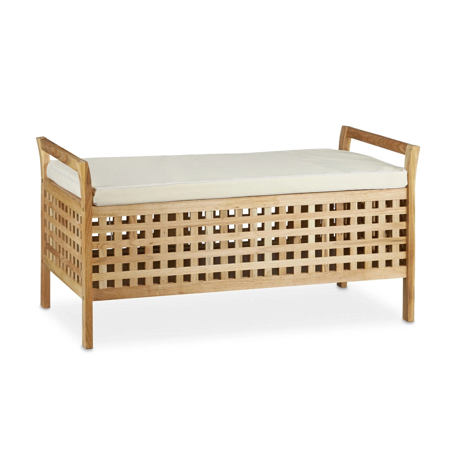 Relaxdays Sitzbank Walnuss Braun Gepolstert mit Stauraum 46,5 cm x 92,6 cm x 49 cm 8 kg