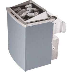 Edelstahl Saunaofen (9 kW) mit Saunasteinen für Karibu Sauna-Set Bjarne.
