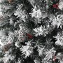 Detailaufnahme: Künstlicher Weihnachtsbaum mit Schnee, Tannenzapfen und roten Beeren, 180 cm.